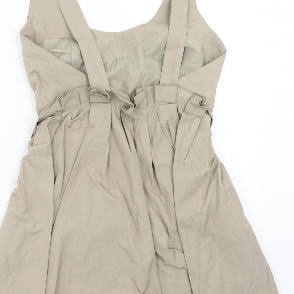 ASOS Womens Beige Polyester Mini Size 10 Scoop Neck Zip