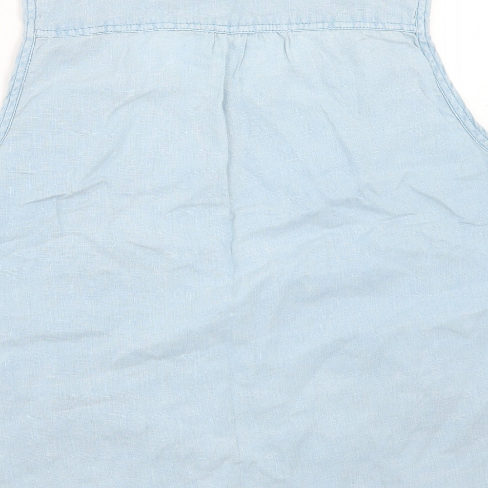 Seasalt Womens Blue Linen Basic Tank Size 16 Round Neck