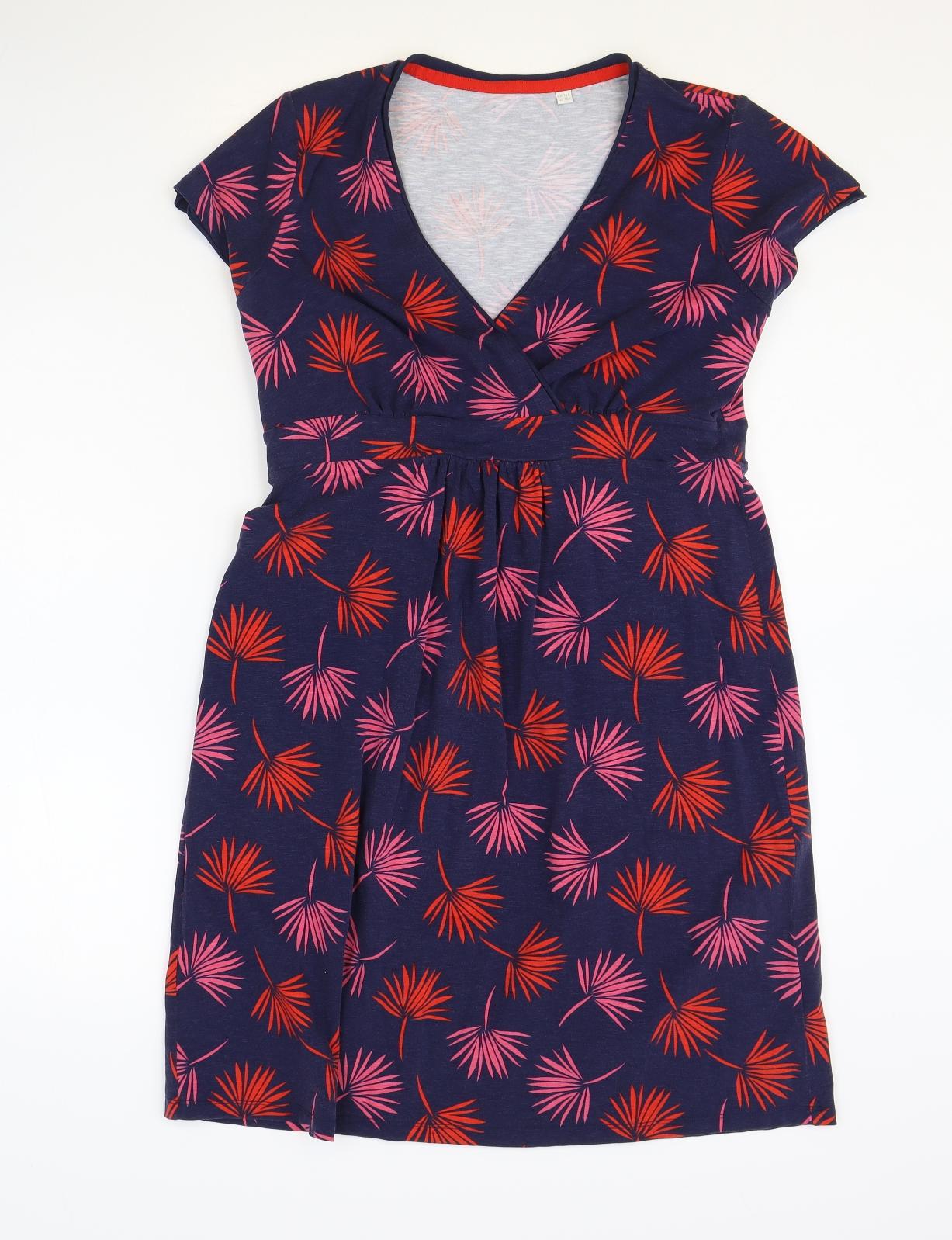 Preworn Womens Multicoloured Geometric Cotton Fit & Flare Size 14 V-Neck
