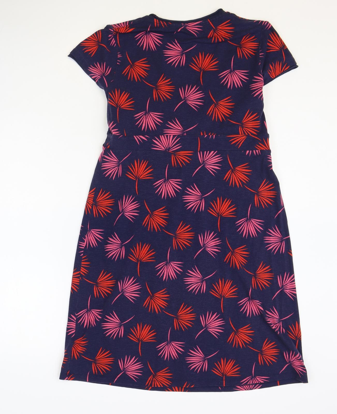 Preworn Womens Multicoloured Geometric Cotton Fit & Flare Size 14 V-Neck
