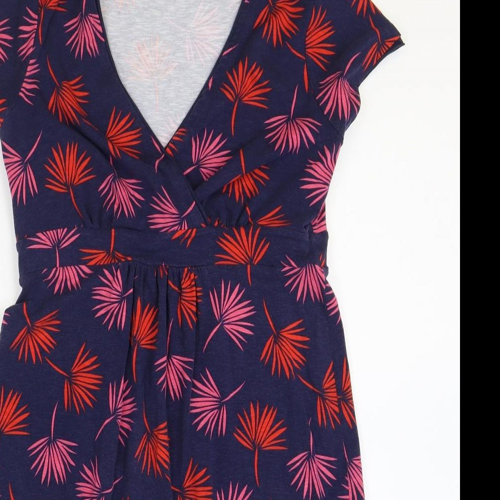 Preworn Womens Multicoloured Geometric Cotton Fit & Flare Size 14 V-Neck
