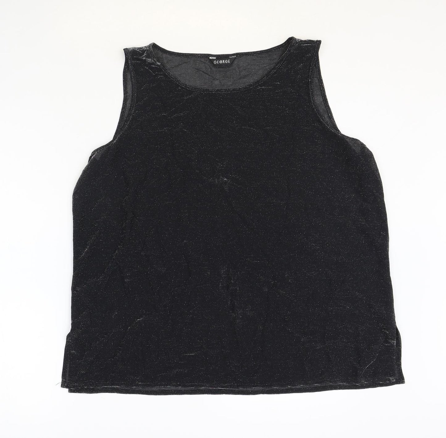 George Womens Black Nylon Basic Tank Size 18 Boat Neck