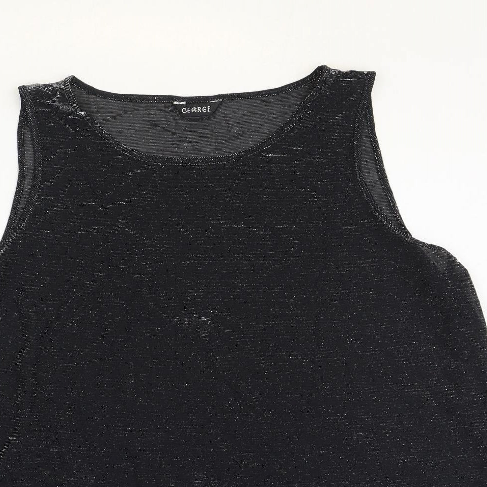 George Womens Black Nylon Basic Tank Size 18 Boat Neck