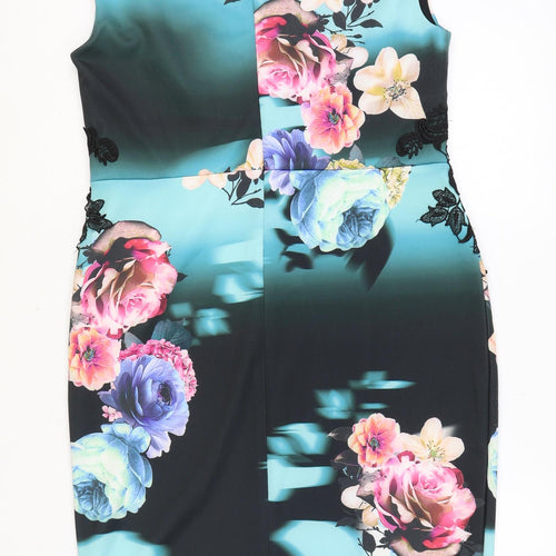 Joanna Hope Womens Multicoloured Floral Polyester A-Line Size 12 Round Neck Zip