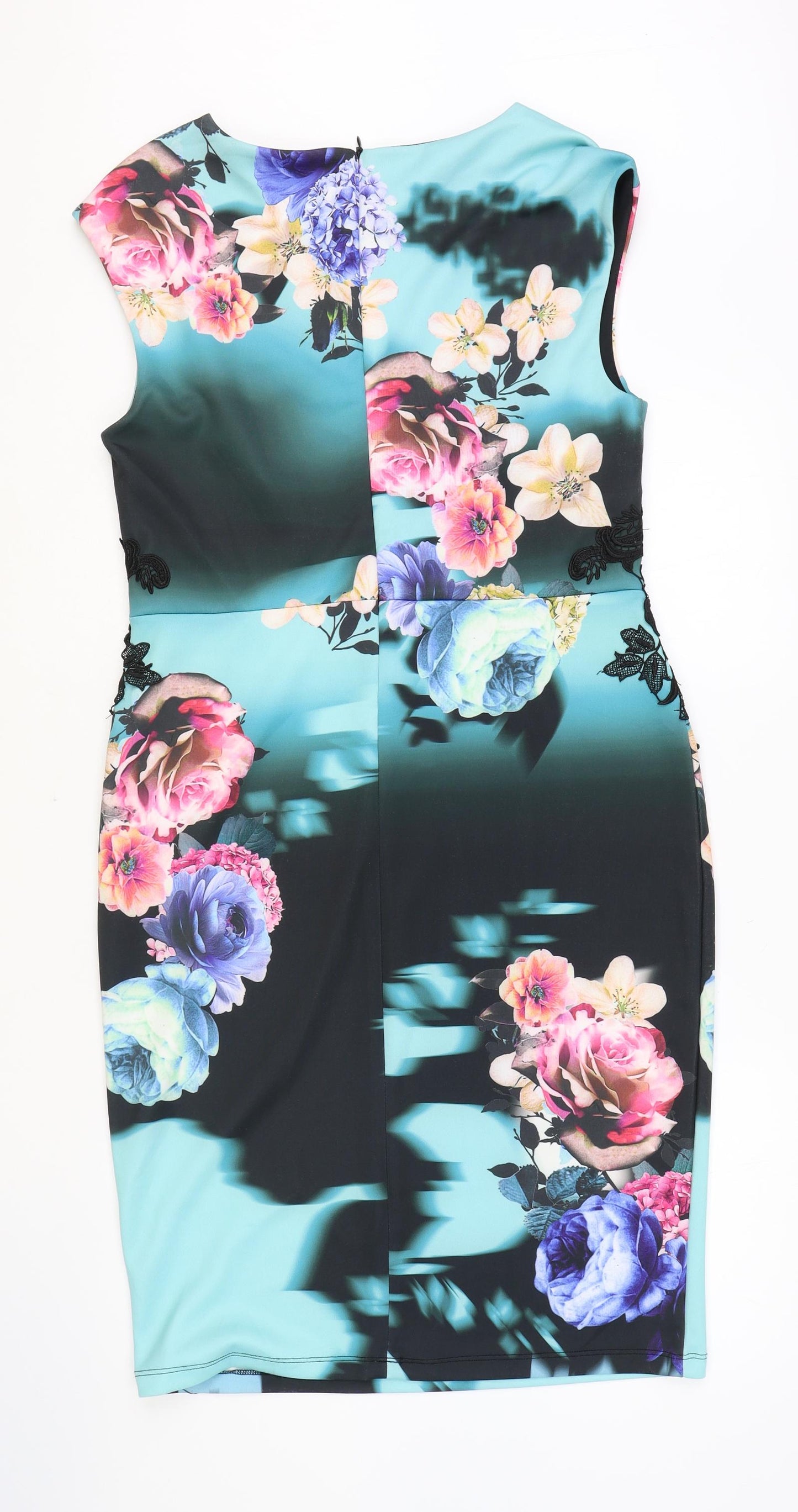 Joanna Hope Womens Multicoloured Floral Polyester A-Line Size 12 Round Neck Zip