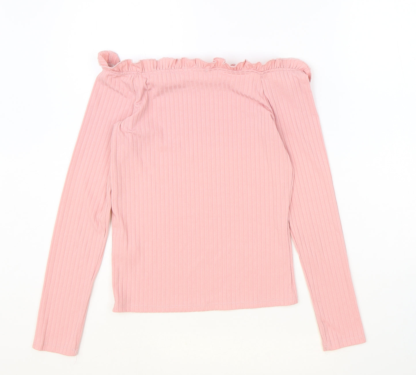 Candy Couture Girls Pink Polyester Basic T-Shirt Size 15 Years Boat Neck Pullover