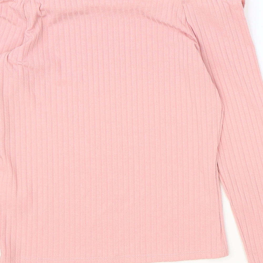 Candy Couture Girls Pink Polyester Basic T-Shirt Size 15 Years Boat Neck Pullover