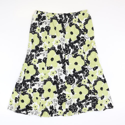 ISLE Womens Multicoloured Geometric Linen Flare Skirt Size 12