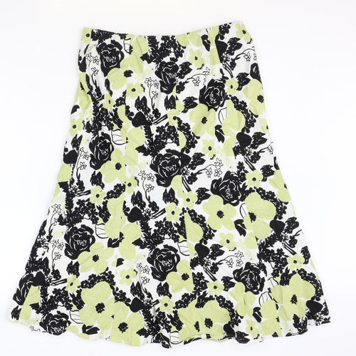 ISLE Womens Multicoloured Geometric Linen Flare Skirt Size 12