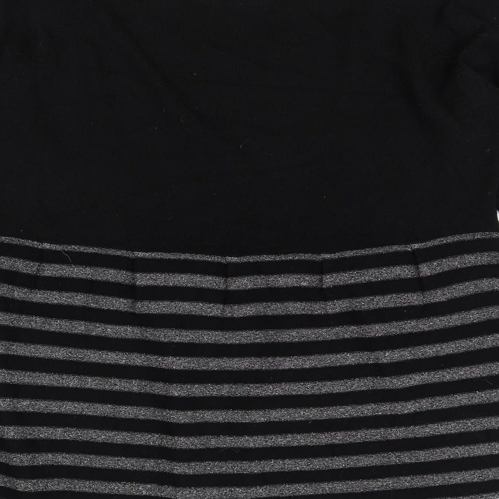 Ethel Austin Womens Black Square Neck Striped Acrylic Pullover Jumper Size XL