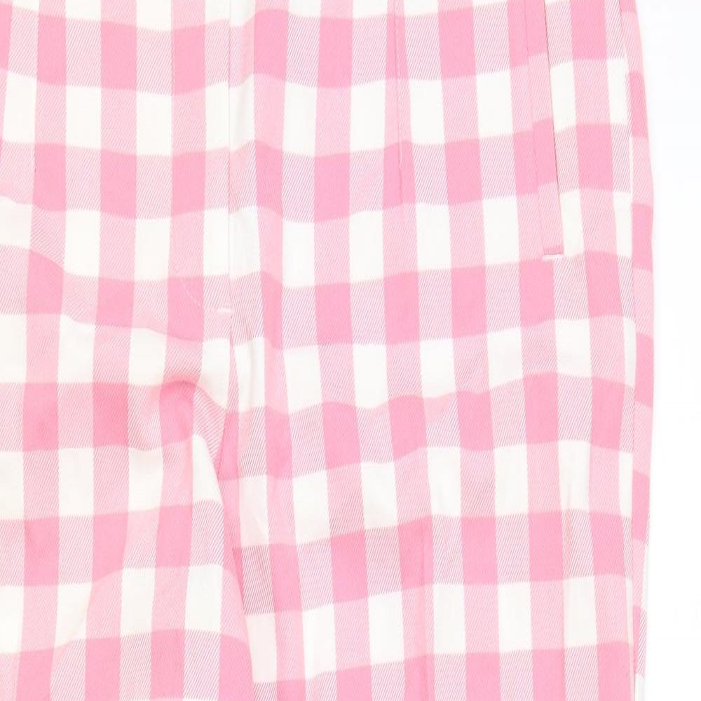 Zara Womens Pink Geometric Polyester Trousers Size XL Regular Zip