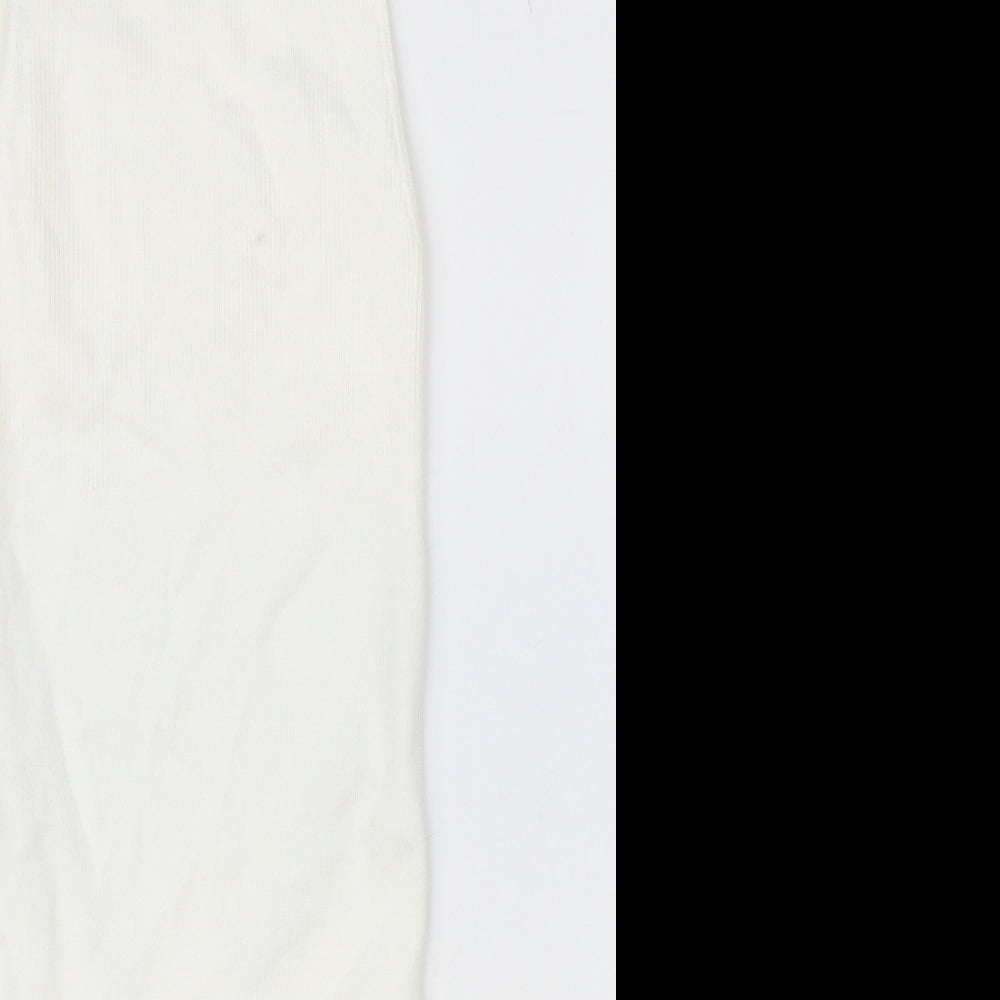 Bershka Womens Ivory Viscose Jumper Dress Size M Mock Neck Pullover