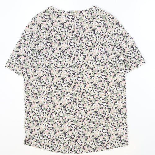 Marks and Spencer Womens Multicoloured Geometric Polyester Basic T-Shirt Size 6 Round Neck