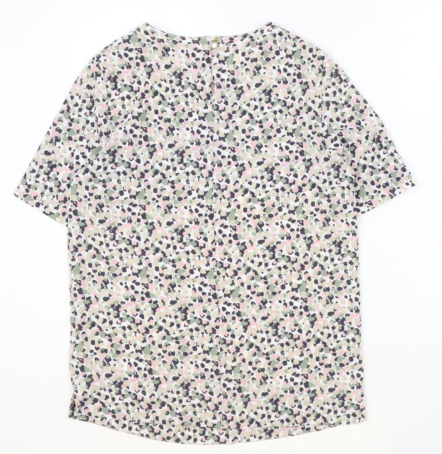 Marks and Spencer Womens Multicoloured Geometric Polyester Basic T-Shirt Size 6 Round Neck