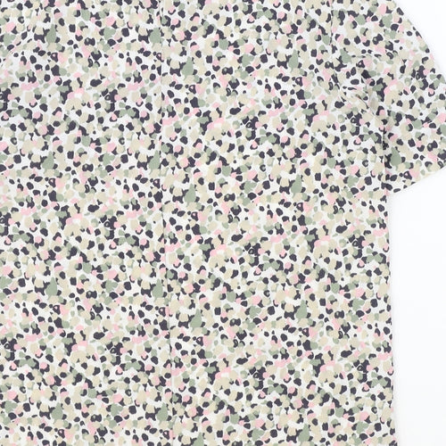 Marks and Spencer Womens Multicoloured Geometric Polyester Basic T-Shirt Size 6 Round Neck