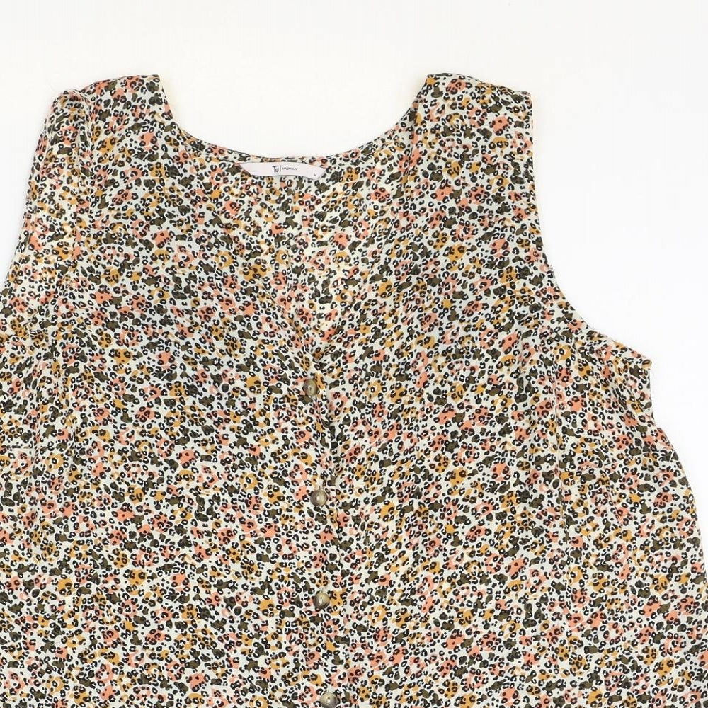 TU Woman Womens Multicoloured Geometric Polyester Basic Blouse Size 14 Round Neck