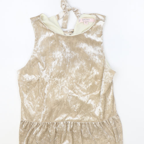 Miss Selfridge Womens Beige Polyester Basic Blouse Size 12 Round Neck