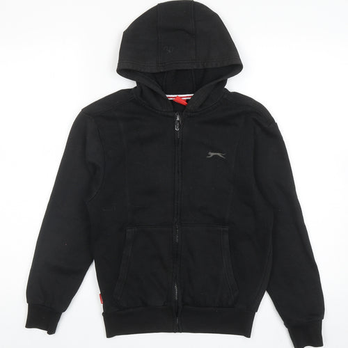 Slazenger Boys Black Cotton Full Zip Hoodie Size 7-8 Years Zip