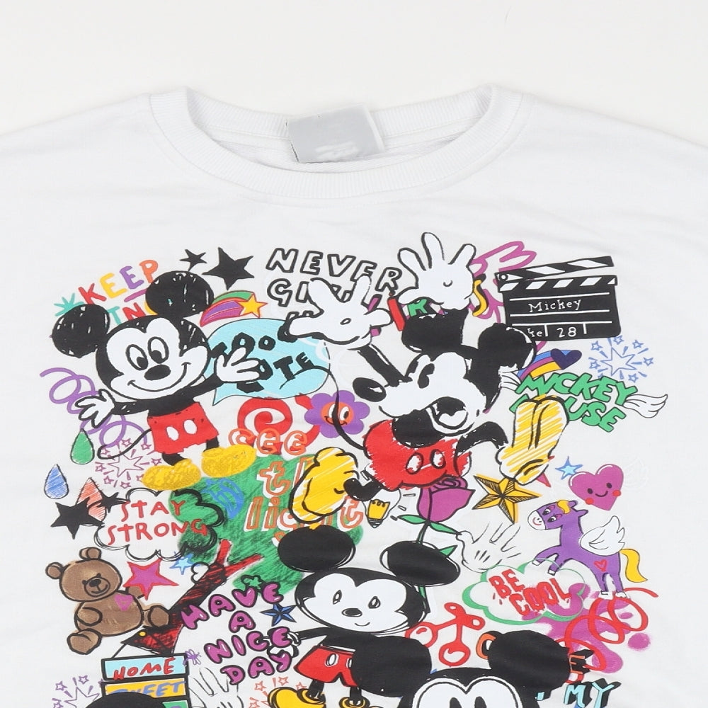 Primark Womens White Cotton Pullover Sweatshirt Size M Pullover - Mickey Mouse