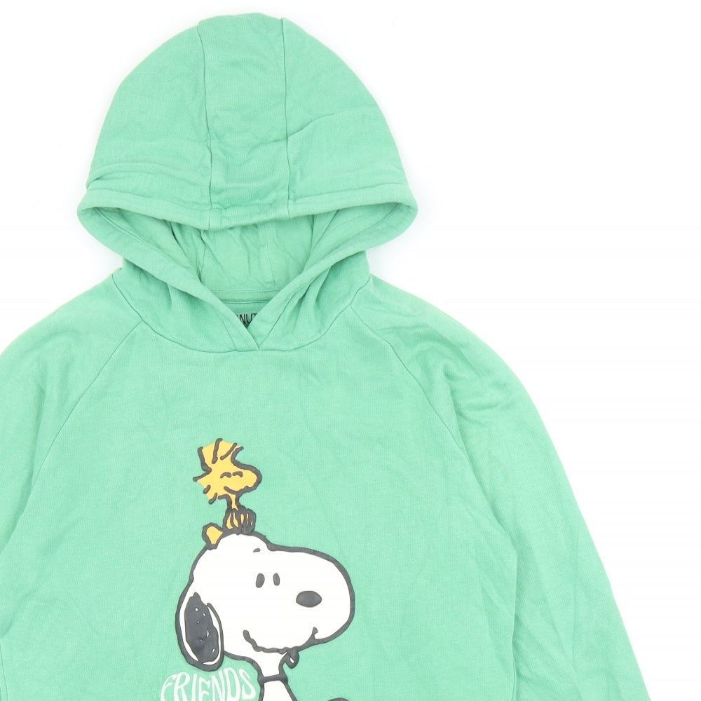 Marks and Spencer Girls Green Cotton Pullover Hoodie Size 11-12 Years Pullover