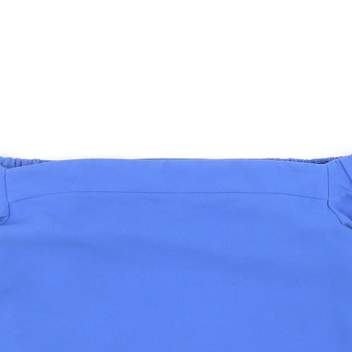 Topshop Womens Blue Polyester Cropped Blouse Size 10 Off the Shoulder - Bardot