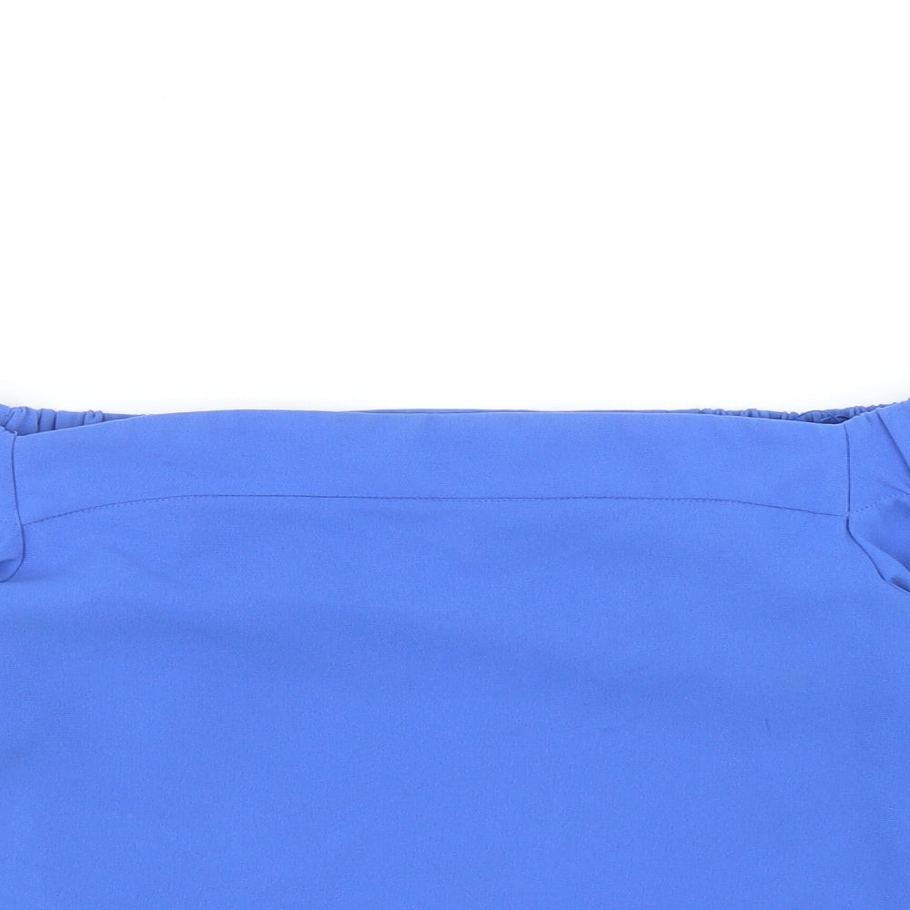 Topshop Womens Blue Polyester Cropped Blouse Size 10 Off the Shoulder - Bardot