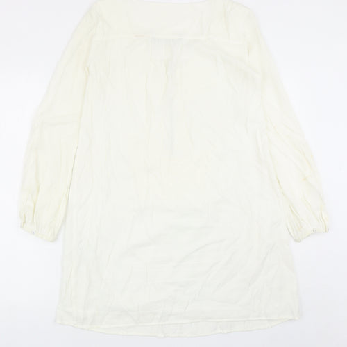 Zara Womens White Viscose Mini Size S V-Neck Zip