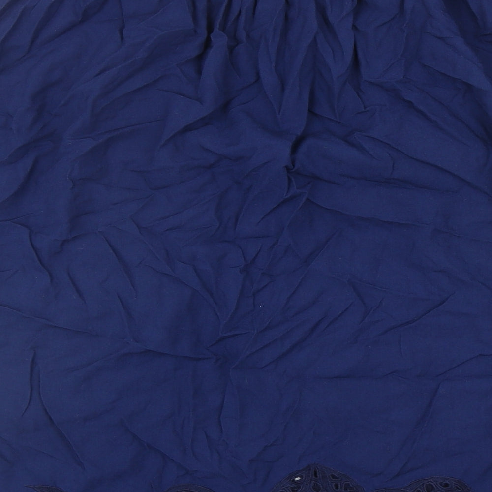 Uluwatu Womens Blue Geometric Viscose Tulip Skirt Size M