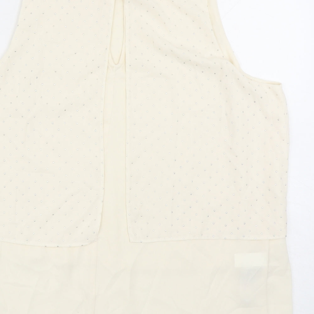 NEXT Womens Ivory Polyester Basic Tank Size 14 Boat Neck