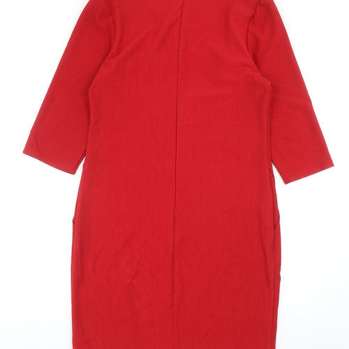 NEXT Womens Red Polyester A-Line Size 12 Scoop Neck Zip