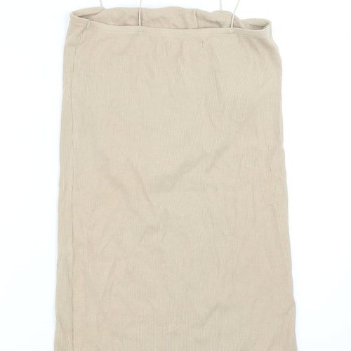 Pull&Bear Womens Beige Polyester Mini Size L Square Neck Pullover