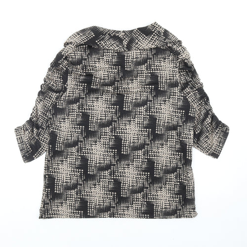 Tigi Womens Black Geometric Polyester Basic Blouse Size 12 Roll Neck