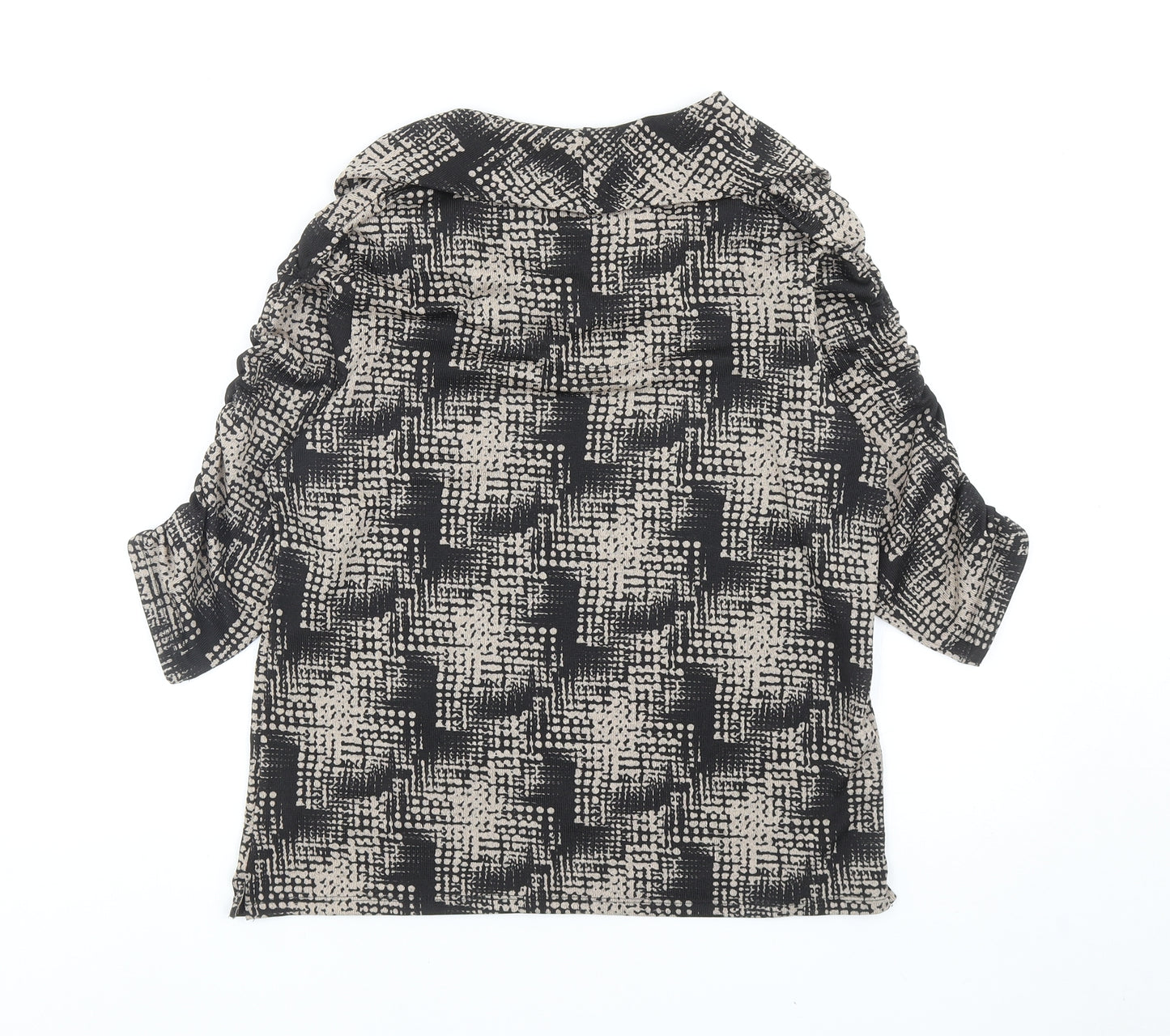 Tigi Womens Black Geometric Polyester Basic Blouse Size 12 Roll Neck
