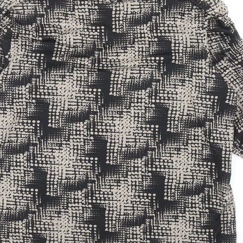 Tigi Womens Black Geometric Polyester Basic Blouse Size 12 Roll Neck