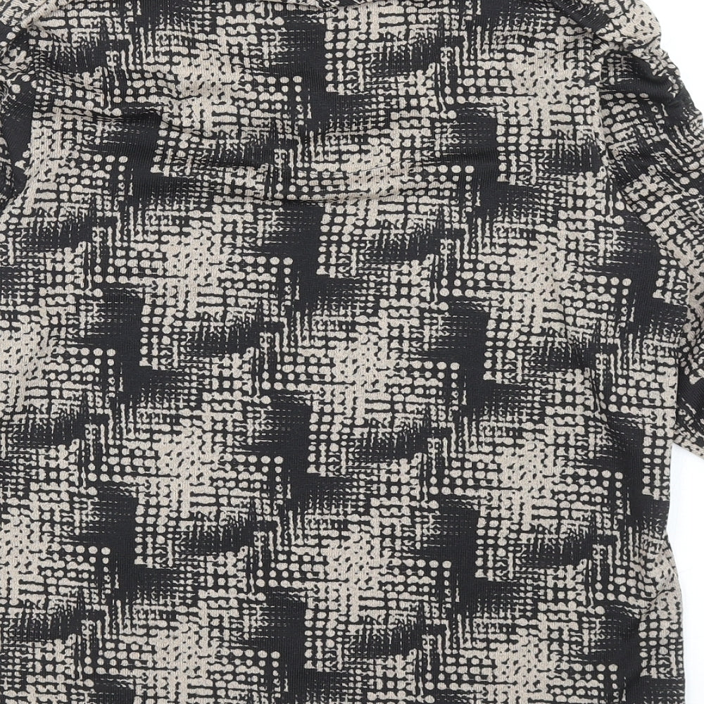 Tigi Womens Black Geometric Polyester Basic Blouse Size 12 Roll Neck