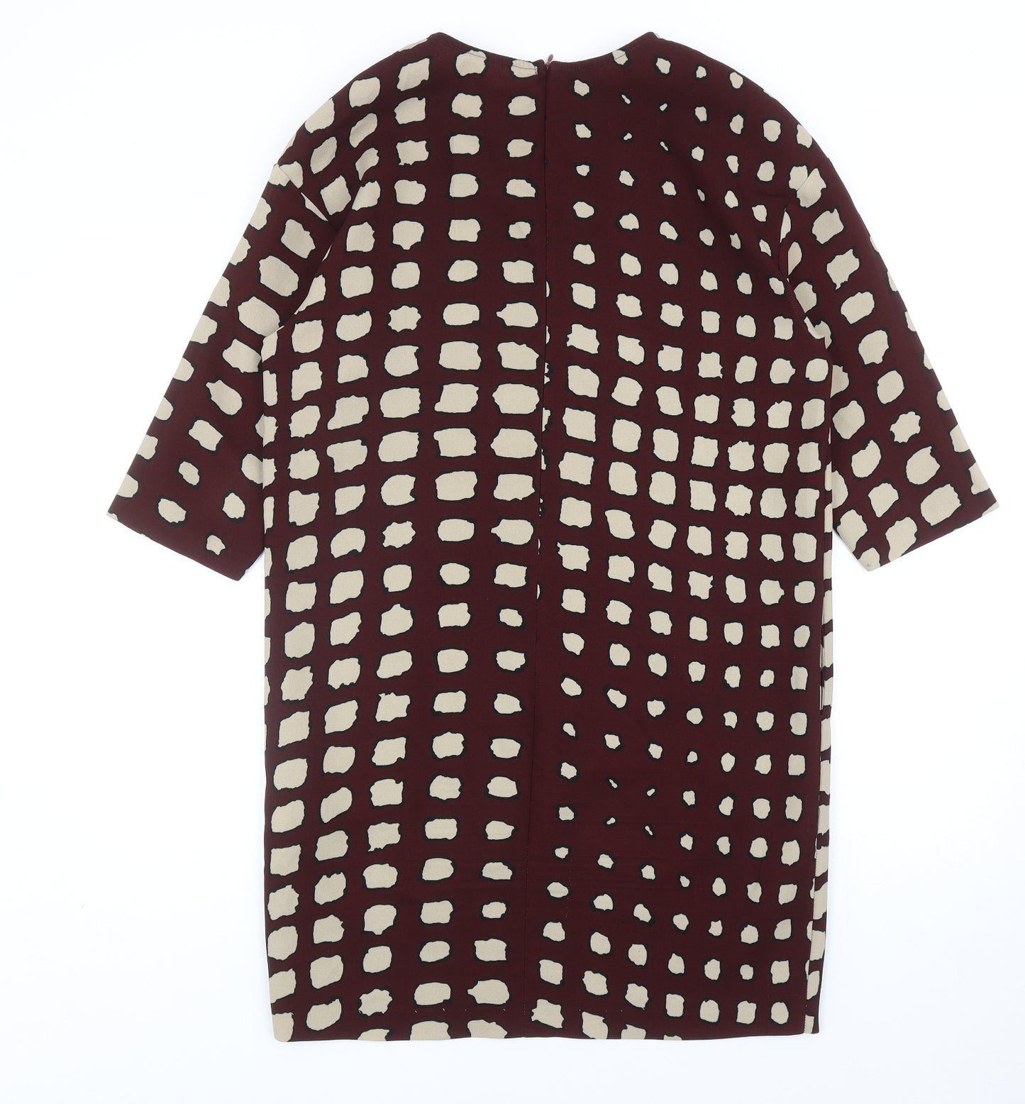 La Fee Maraboutee Womens Red Geometric Polyester A-Line Size 10 Round Neck Zip