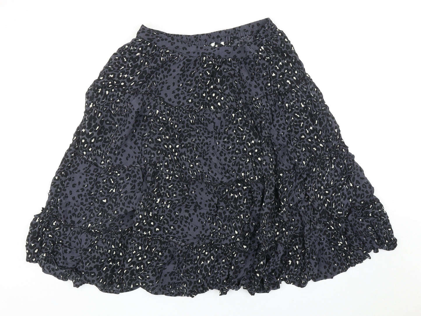 Monsoon Womens Blue Animal Print Viscose Flare Skirt Size 33 in - Leopard Print