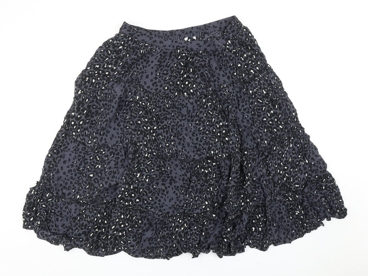 Monsoon Womens Blue Animal Print Viscose Flare Skirt Size 33 in - Leopard Print