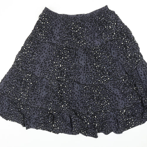 Monsoon Womens Blue Animal Print Viscose Flare Skirt Size 33 in - Leopard Print