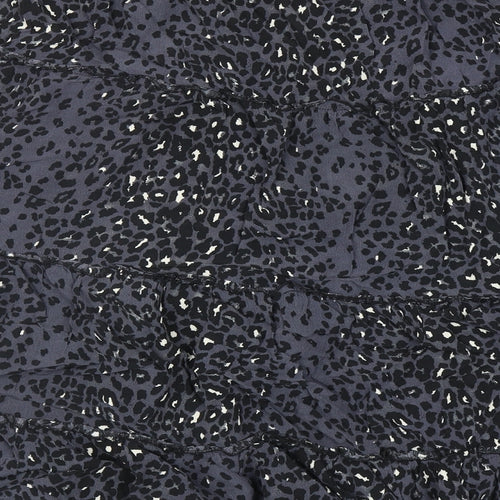 Monsoon Womens Blue Animal Print Viscose Flare Skirt Size 33 in - Leopard Print