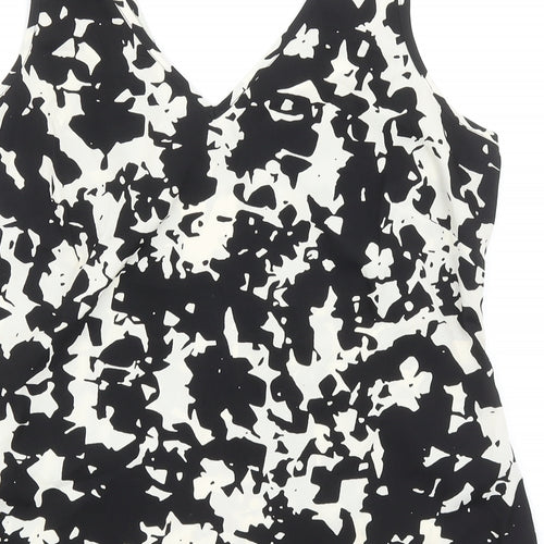 Anthology Womens Black Geometric Polyester Basic Tank Size 12 V-Neck