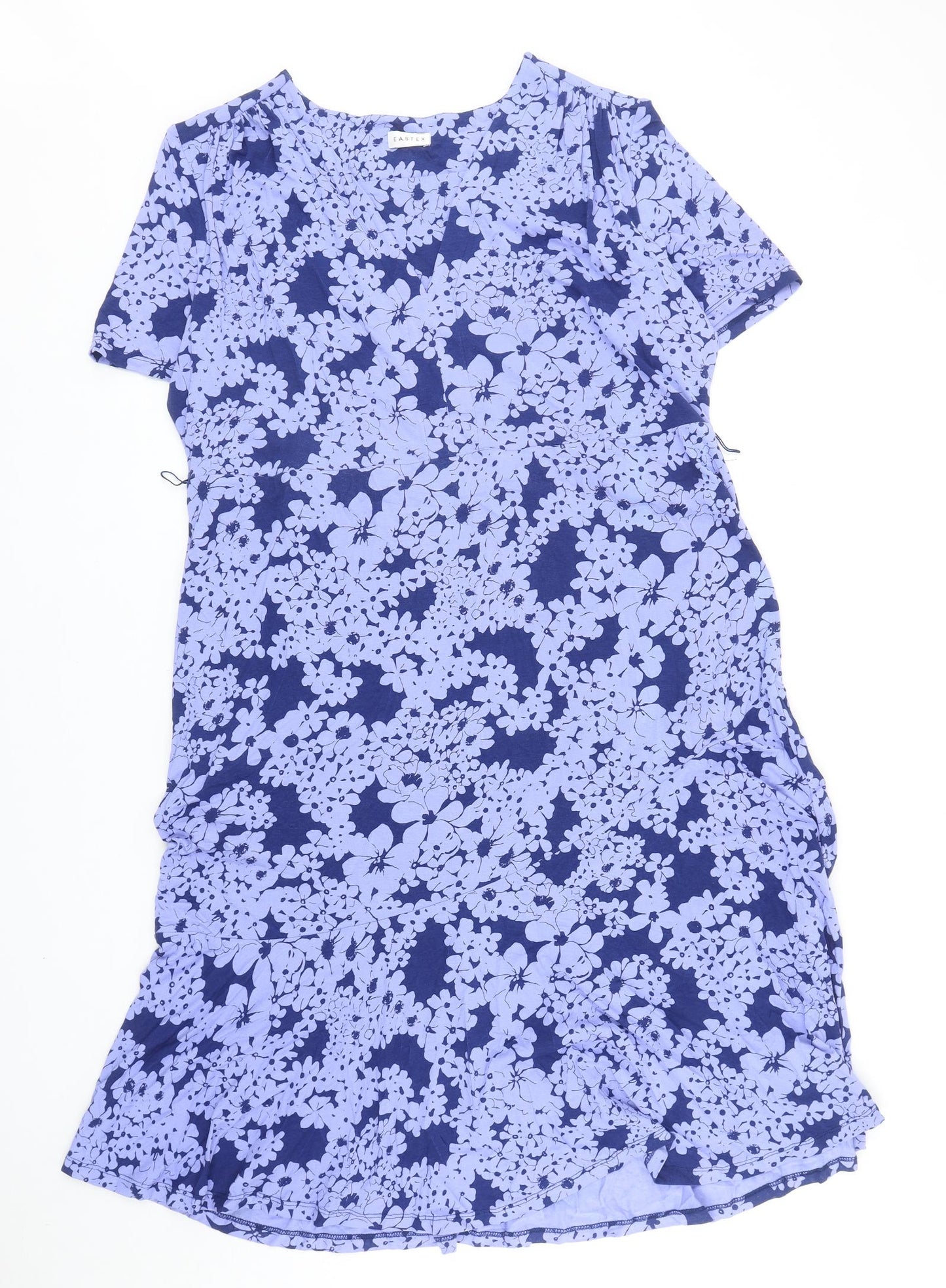 Eastex Womens Blue Floral Viscose A-Line Size 20 Round Neck Pullover