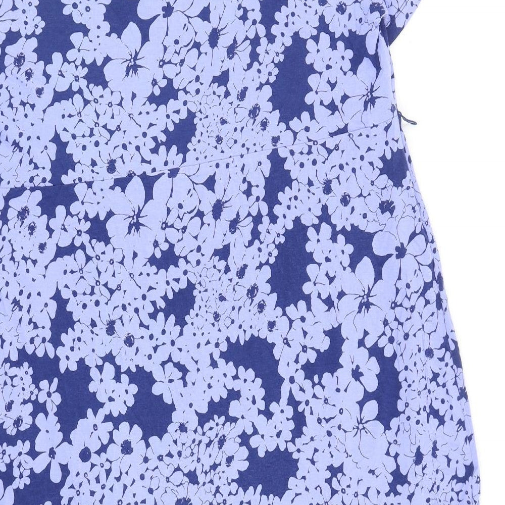 Eastex Womens Blue Floral Viscose A-Line Size 20 Round Neck Pullover