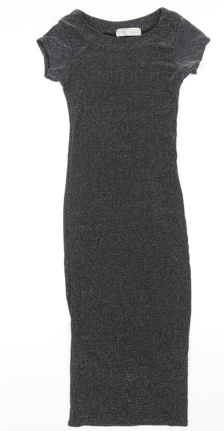 Cameo Rose Womens Black Nylon Bodycon Size S Round Neck Pullover
