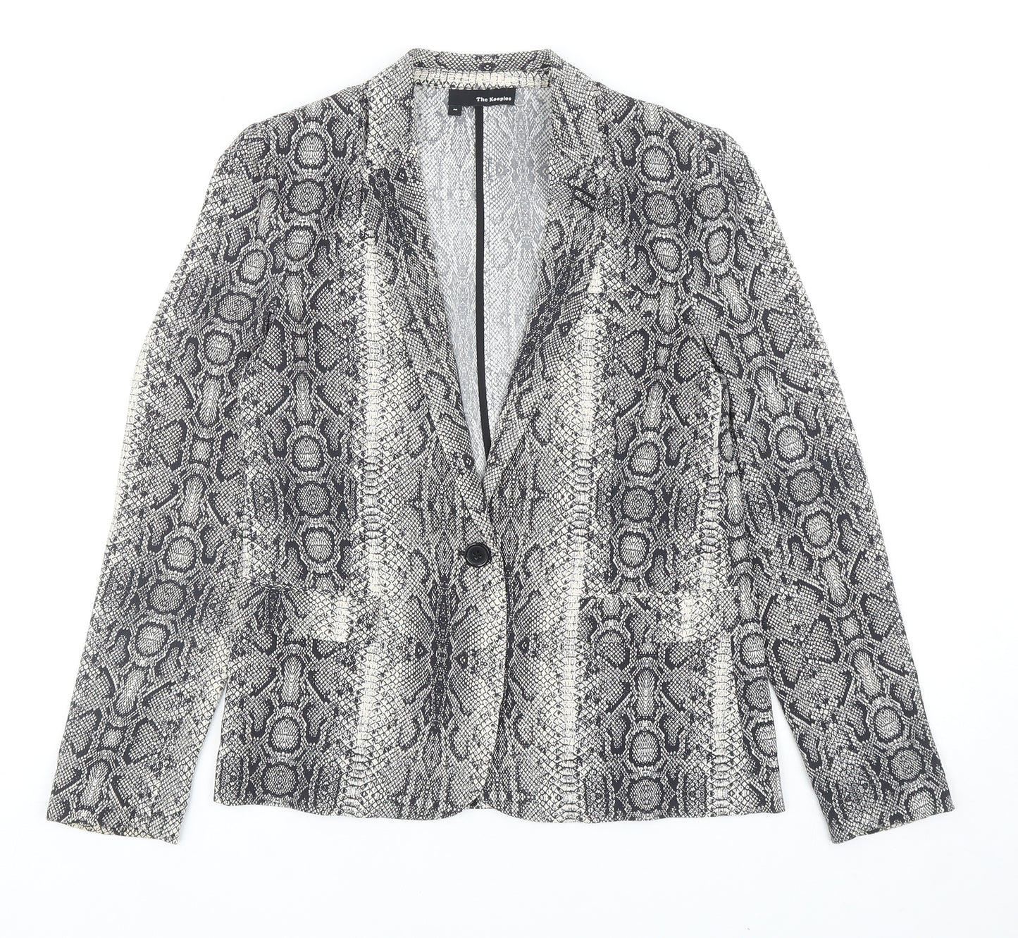 The Kooples Womens Grey Geometric Polyester Jacket Blazer Size M