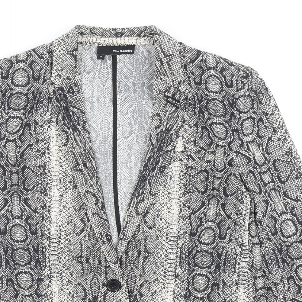 The Kooples Womens Grey Geometric Polyester Jacket Blazer Size M