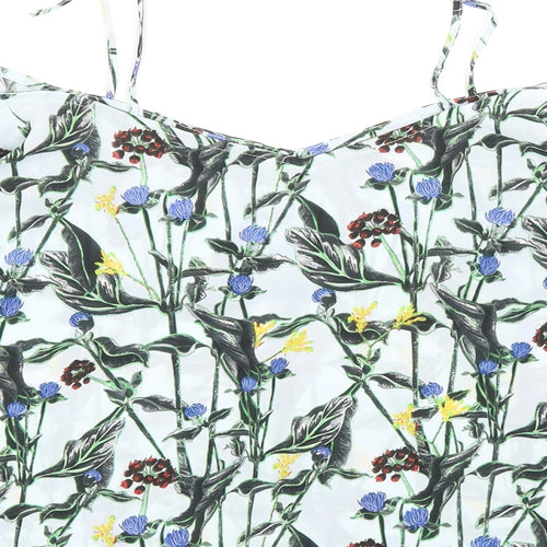 Topshop Womens Blue Floral Polyester Basic Blouse Size 8 Off the Shoulder
