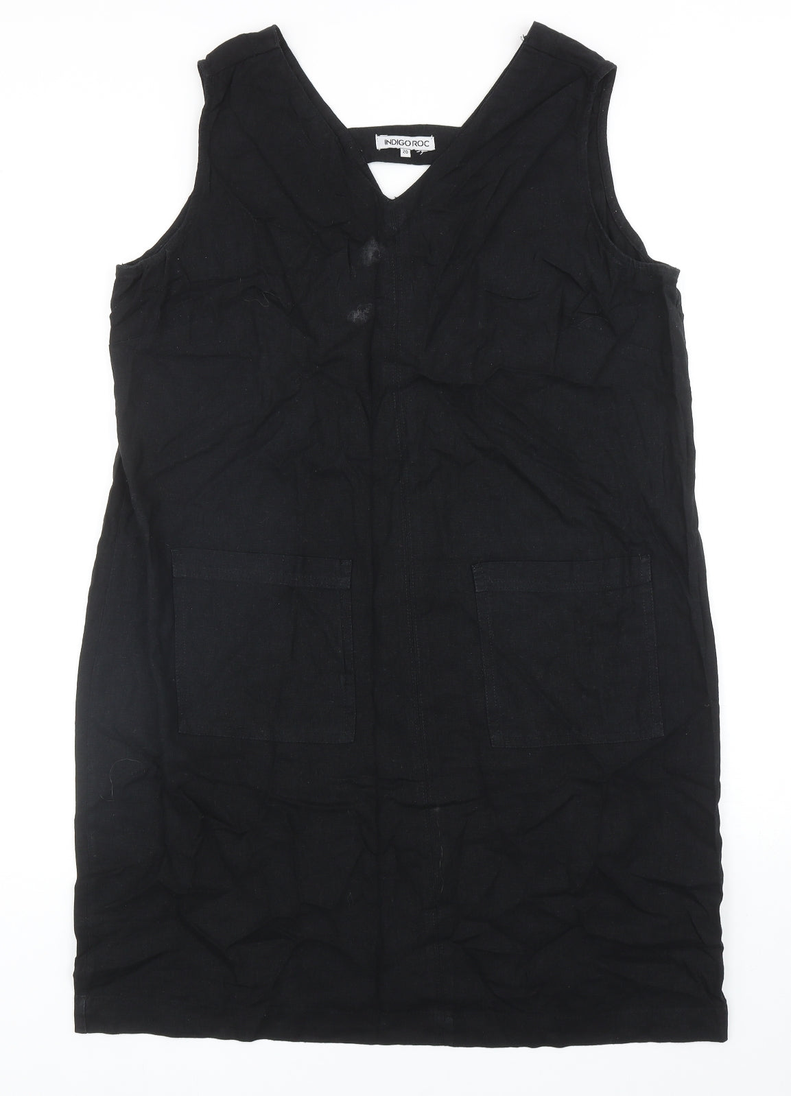 Indigo Roc Womens Black Linen A-Line Size 20 Sweetheart Pullover