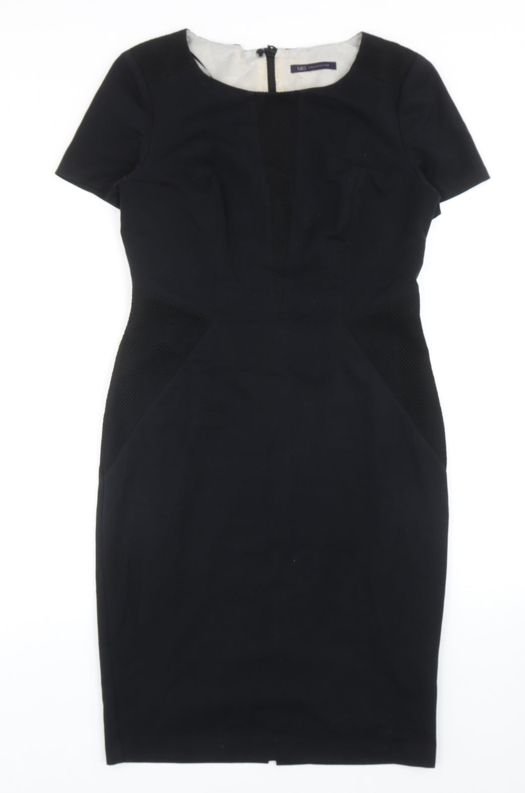 Marks and Spencer Womens Black Polyester A-Line Size 10 Round Neck Zip