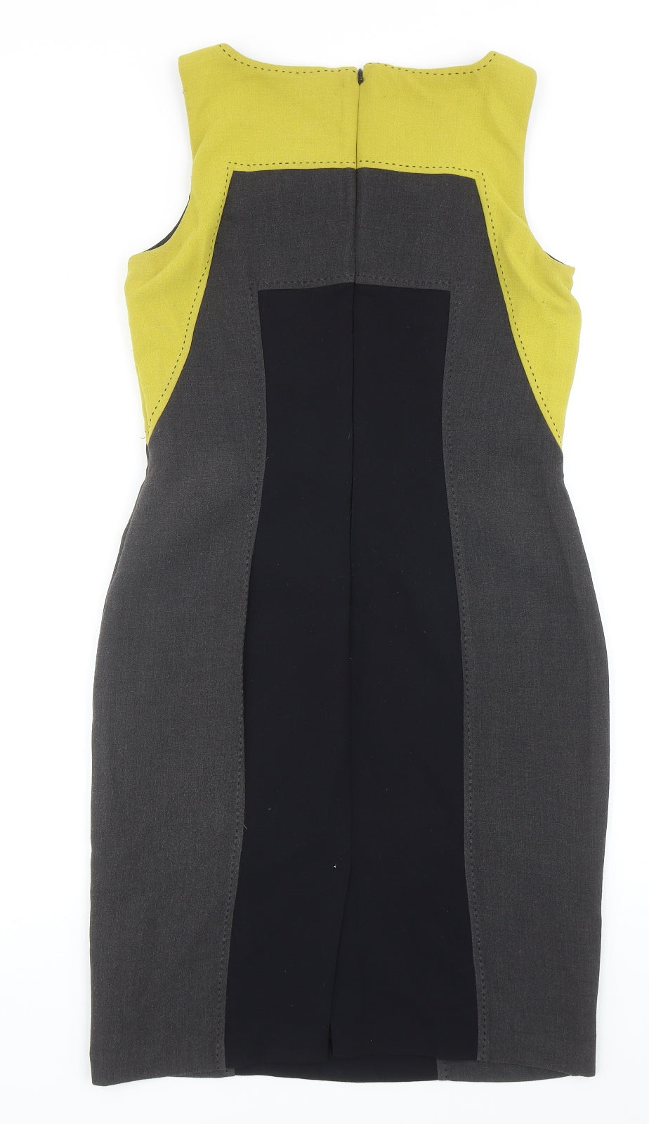 Marks and Spencer Womens Grey Polyester Bodycon Size 10 Round Neck Zip - Colourblock